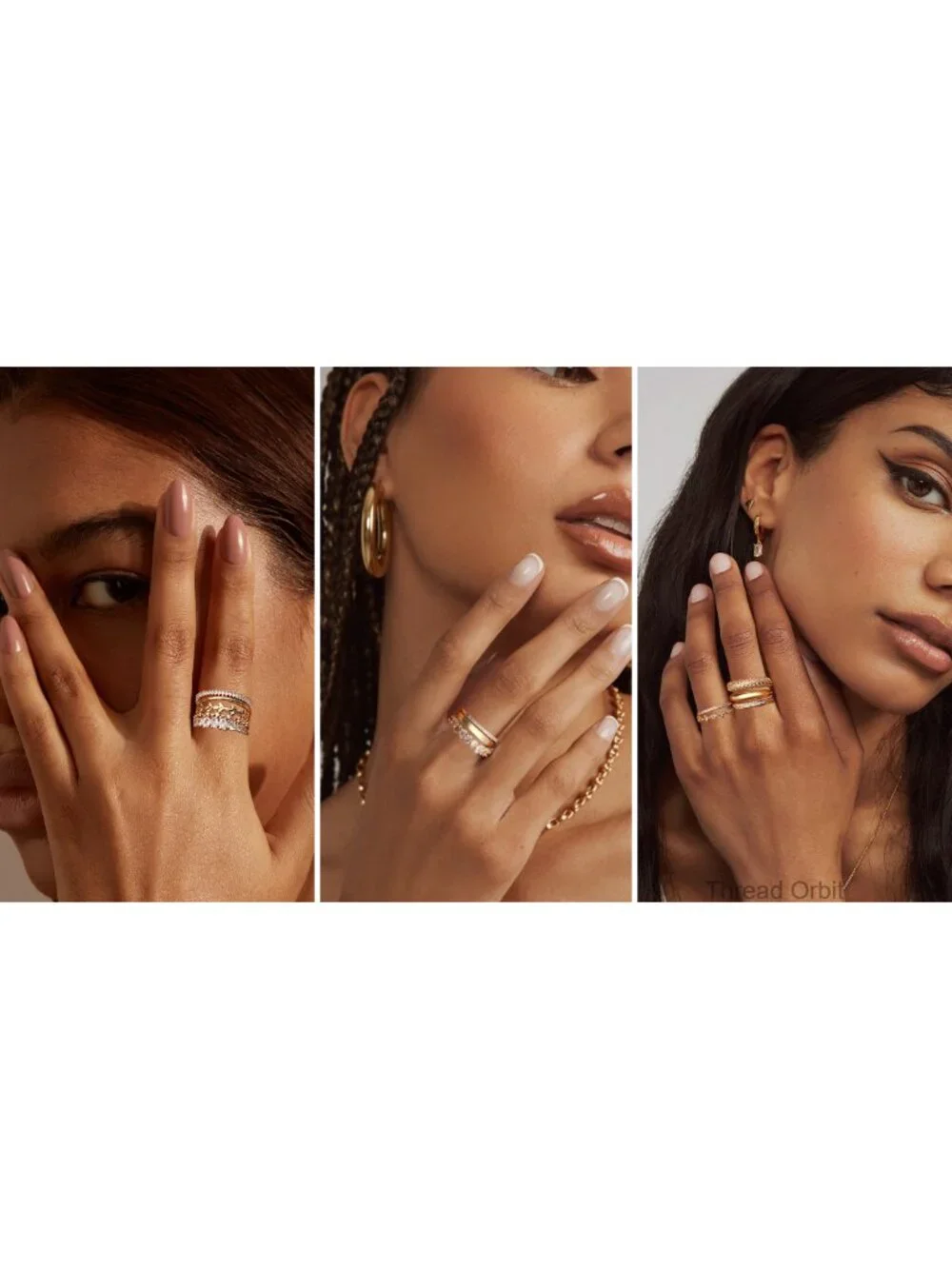 14K Gold Plated Stacking Cubic Zirconia Rings Set Dainty Statement